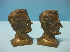 Brass Lincoln Book Ends. 