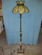 Art Nouveau Brass & Onyx Figural Floor Lamp