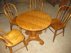 Child's Oak Pedestal Table Set