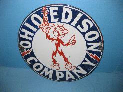 Reddy Kilowatt Ohio Edison Porcelain Sign