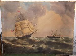 US Clipper Ship Oil on Canvas