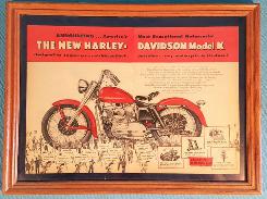 Harley Davidson Model K Advertisement Display