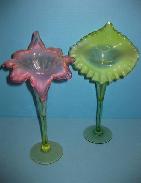     Victorian Opalescent Fluted Jack-in-the-Pulpit Vases