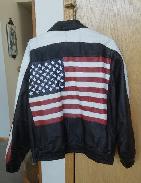 Men's Leather USA Flag Leather Coat 