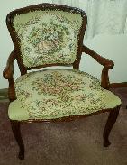 Walnut Embroidered Arm Chair