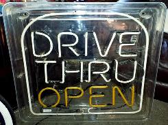 Neon 'Drive Thru Open' Sign