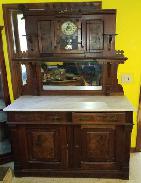  Victorian Walnut Carved & Marble Top Sideboard 