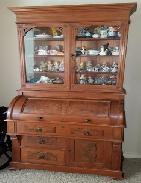 Victorian Walnut Cylinder Secretary/Bookcase 