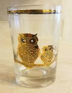 Gold Leaf Owl Drinking Glasses