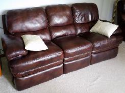 Brown Leather Dual Recliner Sofa