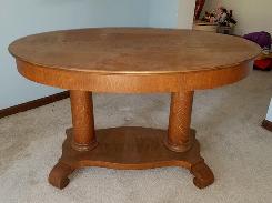 Oak Oval Empire Style Parlor Table 