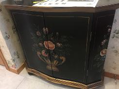 Black Floral Painted Foyer Curio