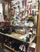 Metal Tool Bench w/Peg Board Back & Heavy Duty Vise